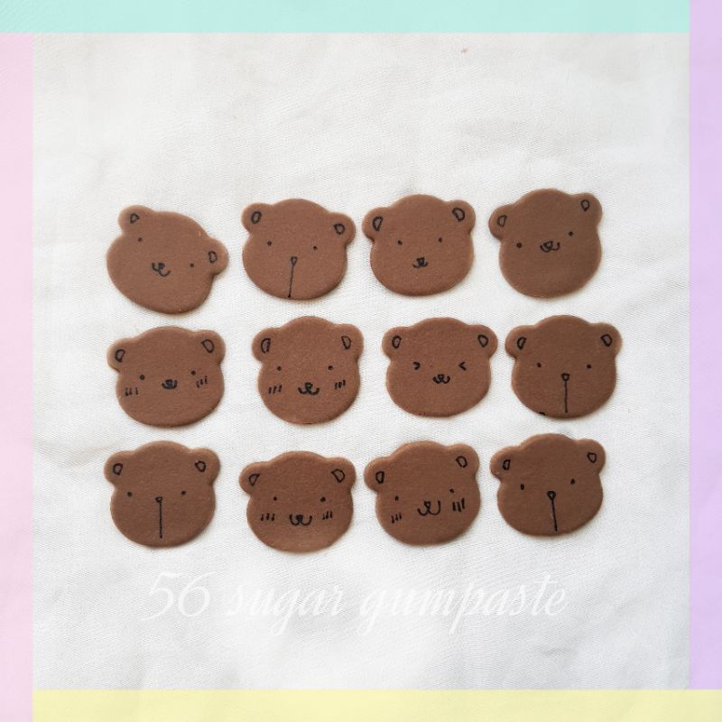 (จัดเตรียม 1 วัน)น้ำตาลปั้น "หน้าหมีคละลาย" ติดโดนัทจิ๋ว โอริโอ้ป๊อป ช็อคป๊อปได้ค่ะ (12ชิ้น/แพค)