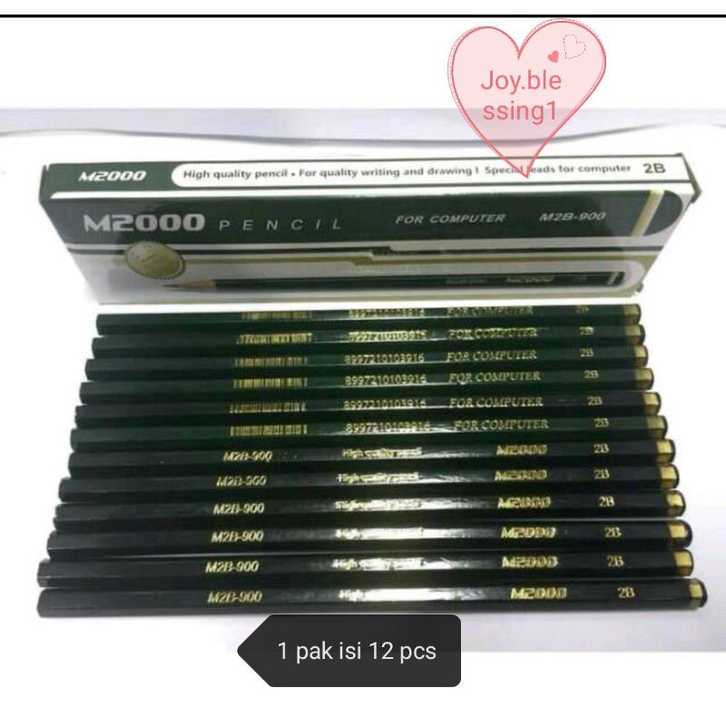 HIJAU GREEN PENCIL 2B M2000 ยกโหล/2B BLUE PENCIL