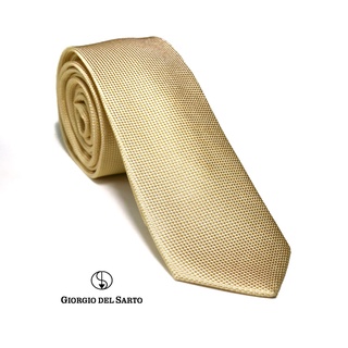 Giorgio Del Sarto Silk Necktie Size Slim Yellow with Fabric Texture เนคไทสีเหลืองลายพื้นมีเท็กเจอร์