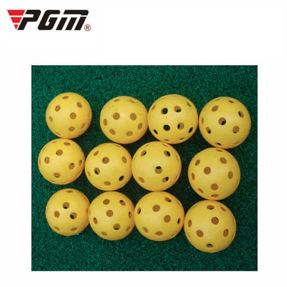 PGM Golf Ball for Practice ลูกกอล์ฟฝึกซ้อมในที่ร่ม (Q009) สีเหลือง แบบมีรู