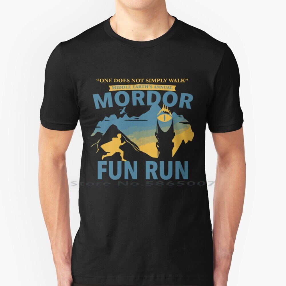 Mordor Fun Run T เสื้อผ้าฝ้าย 100% Insnpired Mordor Fun Run Fun Guy Narky แปลกตลก Geek Witty Quirky 
