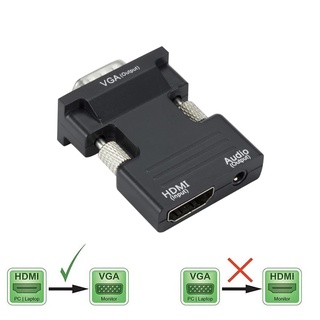 HDMI Female to VGA Male Converter+Audio Adapter Support 1080P Signal Output สําหรับคอมพิวเตอร์ แล็ปท็อป ทีวี มอนิเตอร์ โปรเจคเตอร์