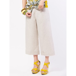 C&amp;D Linen Gaucho Pants กางเกงซีแอนด์ดี กางเกงขายาวสามส่วน พรีเมี่ยมลินิน สีครีม (CL3IBE)