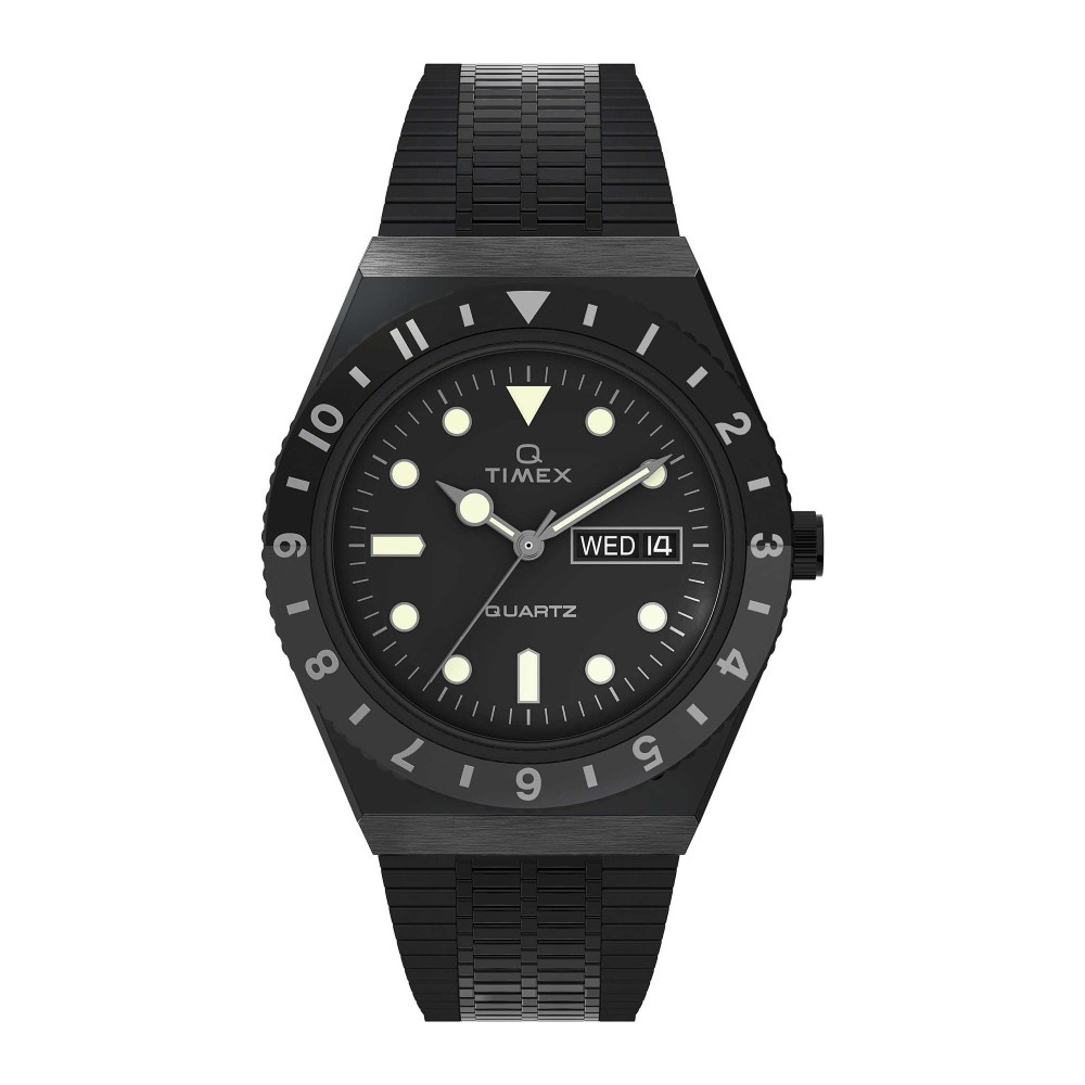 Timex TW2U61600 Q Timex Reissue นาฬิกาข้อมือผู้ชาย สายสแตนเลส สีดำ หน้าปัด 38 มม.