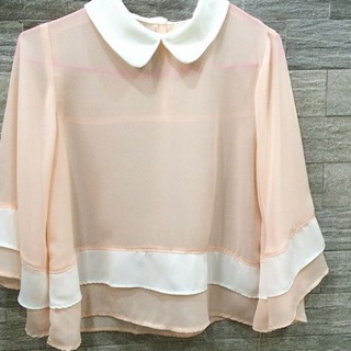 Chiffon Top สีชมพูขาว