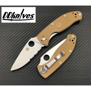 มีดพับ Spyderco Tenacious Lightweight Folding Knife Satin Combo Blade, Tan FRN Handles (C122PSTN)