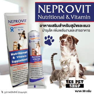 อาหารเสริมเพิ่มพลังงาน อาหารเสริมบำรุงไต สำหรับสุนัขและแมว NEPROVIT Nutritional &amp; Vitamin ขนาด 30 กรัม