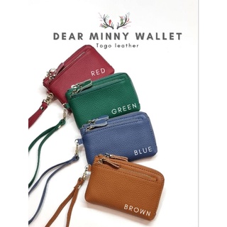 Dear minny wallet กระเป๋าอเนกประสงค์ หนังวัวแท้ ใบสั้น มีสายคล้องมือ