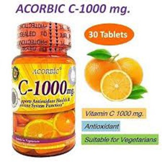 ACORBIC C-1000 MG 30เม็ด วิตามินซี ของเเท้ 100% ปริมาณ1000 มล.