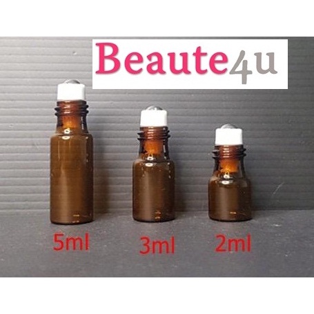 2ml,3ML & 5ML Amber Glass Roller Bottle Roll On Bottle ขวดน้ําหอมพร้อม Roller Ball