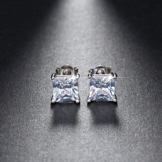 ต่างหูสตั๊ดคริสตัลสแควร์ Made of AAA Cubic Zirconia Fashion Jewelry