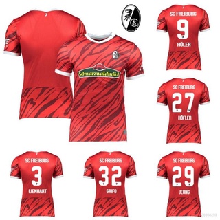 เสื้อกีฬาแขนสั้นลายทีมชาติฟุตบอล Sc Freiburg 2021-2022 ทรงหลวมสําหรับผู้ชาย