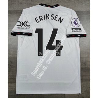 เสื้อฟุตบอล แมนยู Away เยือน 2022/23 พร้อมเบอร์ชื่อ 14 ERIKSEN และอาร์มพรีเมียร์ลีค No Room