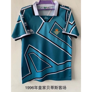 เสื้อกีฬาแขนสั้น ลายทีมชาติฟุตบอล Real Betis away 1996 S-2XL ชุดเยือน คุณภาพสูง AAA