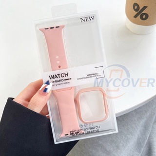 2 IN 1 สายนาฬิกาข้อมือ และฝาครอบ สีพื้น สําหรับ iWatch Series 7 6 SE 5 4 3 2 1 ขนาด 41 มม. 45 มม. 44 มม. 40 มม. 42 มม. 38 มม.