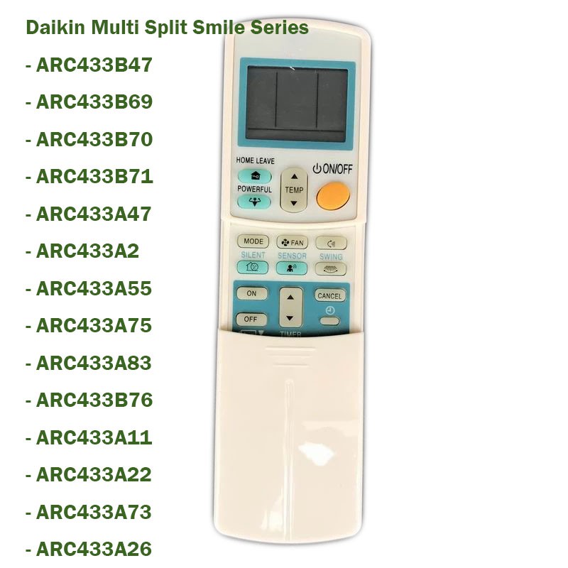 ใหม่ รีโมทคอนโทรล AC DAIKIN รุ่น ARC433B47/B69/B70/B71/A47/A2/A55/A75/A83/A73/A32/A33/A73/A27 รองรับหลายรุ่น