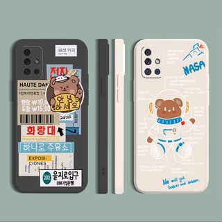 เคสซิลิโคนนิ่ม ขอบตรง ลายหมี NASA สําหรับ Samsung A31 A32 4G A52 A72 5G A11 A51 A71 A21S A02S A20S