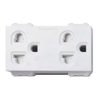 เต้ารับคู่ 3 ขา มีกราวด์+ม่าน PANASONIC WEGN 15829 สีขาว DOUBLE SOCKET WITH SAFETY SHUTTER PANASONIC WEGN 15829 3-PIN WH