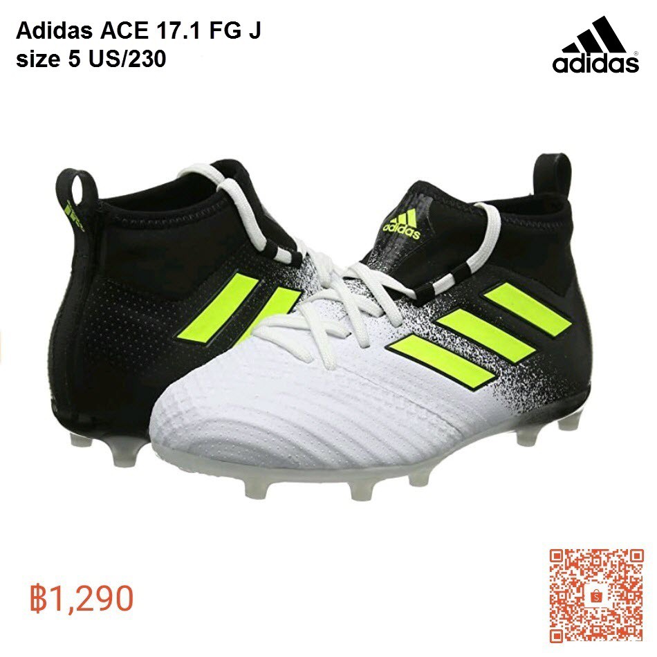 🌟  Adidas อดิดาสรองเท้าสตั๊ด รุ่น ACE 17.1 FG J-BLACKW size 5 US