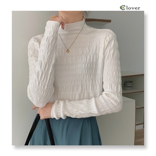 เสื้อไหมพรมแขนย เสื้อกันหนา เสื้อคอเต่าครึ่งตัว Half Turtleneck Long Sleeve Knit Sweater 9A61