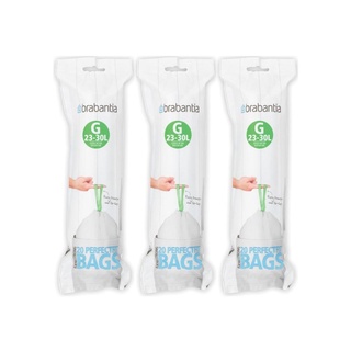 ถุงขยะ สำหรับถังขยะขนาด G 23-30 ลิตร จำนวน 3 ม้วน 60ใบ ถุงขยะ Garbage bags for garbage cans size G 23-30 liters, 3 rolls