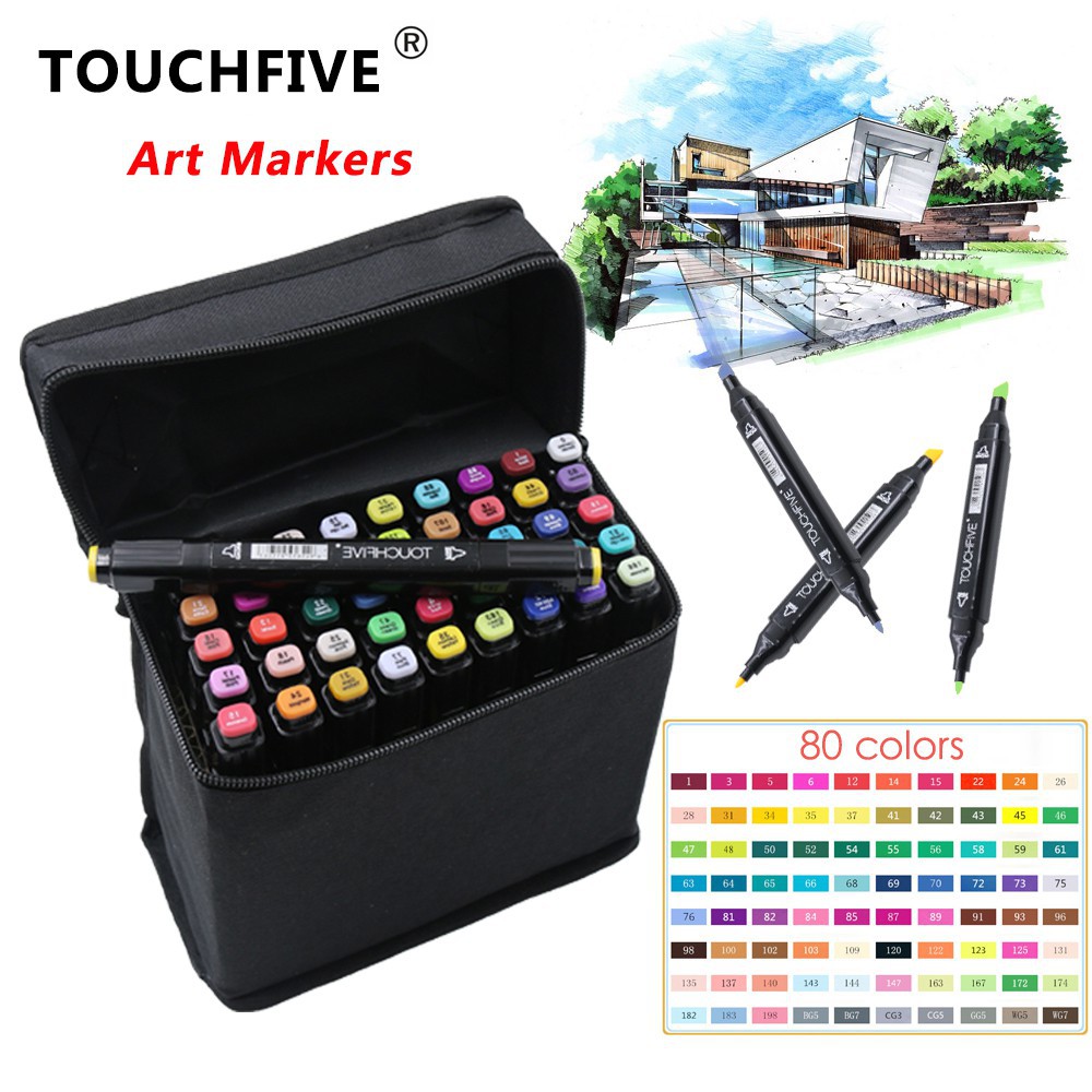 TouchFive ปากกามาร์กเกอร์ แบบสองหัว 60 / 80 สี - dalin0827.th - ThaiPick
