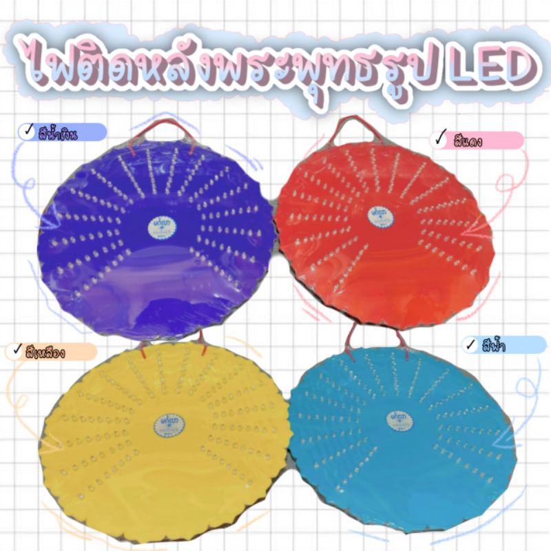 ไฟกระพริบเปล่งรัศมีติดหลังพระพุทธรูปขนาด 10 นิ้ว หลอดไฟเป็น LED เปิดนานไม่ร้อนประหยัดไฟ