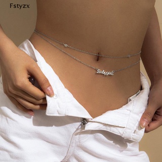 Fstyzx Double Layer Letters Pendants Women Waist Chain Belt Belly Bikini Beach Body FY