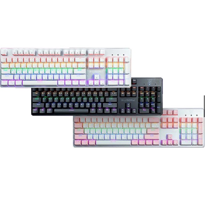 NUBWO X21 X-LUSION m+ RGB Mechanical Gaming Keyboard คีย์บอร์ดเกมมิ่ง - ดำ/ชมพู/ขาว