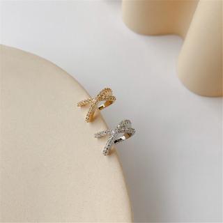 Fashion Cross U-shaped Ear Clip Diamond Earrings Without Pierced Women