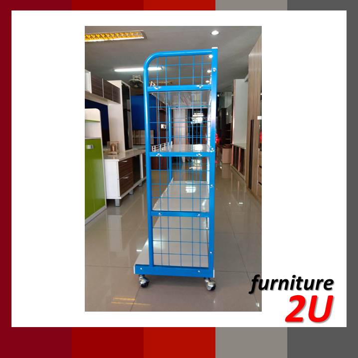 ส่งไว น้ำเงินรุ่นใหม่เพิ่มที่กั้นของของตกด้านข้าง!! ชั้นวางของมีล้อ เคลื่อนย้ายได้ แข็งแรง - รูปที่ 2