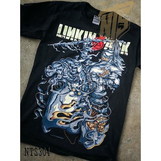 คอตต้อนคอกลม0 Linkin Park LP เสิ้อยืดดำ เสื้อยืดชาวร็อค เสื้อวง New Type System  Rock brand Sz. S M L XL XXLS-5XL