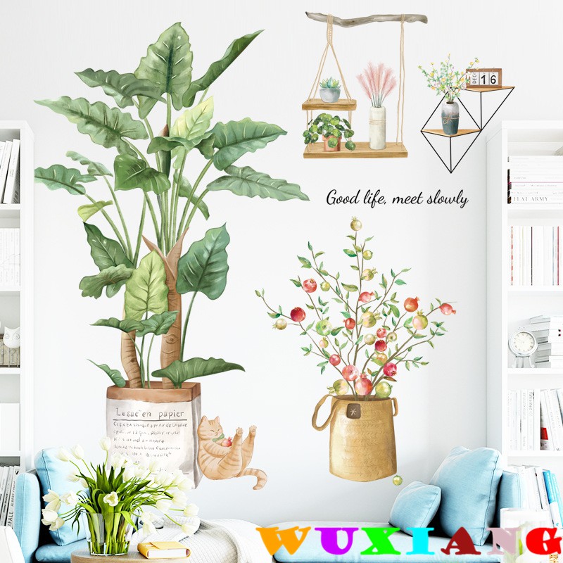 【wuxiang】สติกเกอร์กระถางต้นไม้ ดอกไม้ สําหรับติดผนัง ราคา ถูกที่สุด ดีลบีเคเค