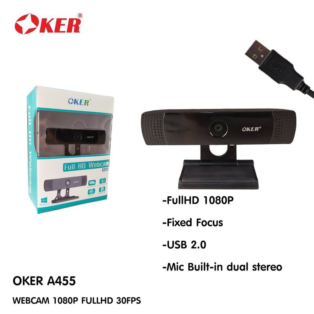 กล้องเวปแคม Webcam Oker รุ่น A 455 Full HD ของแท้ 100%