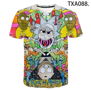 เสื้อยืดแขนสั้นลําลอง พิมพ์ลายการ์ตูน Rick แฟชั่นฤดูร้อน สไตล์สตรีท สําหรับเด็กผู้ชาย และเด็กผู้หญิง