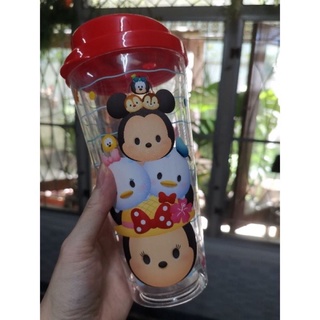 แก้วน้ำ disney tsum tsum ลายดิสนี่ย์ น่ารักมาก 2 ชั้นมีตัวเลื่อน ปิดเปิดได้