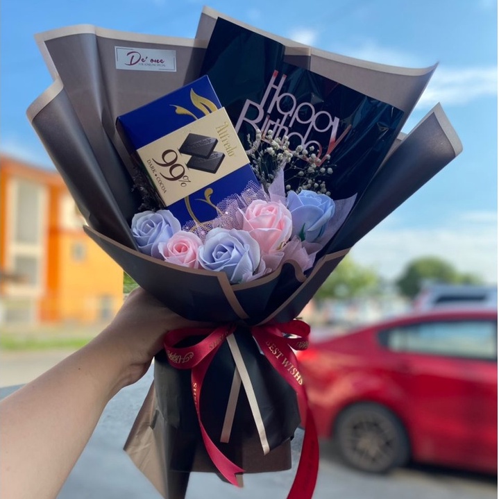 Alfredo 99% Dark Chocolate Bouquet นําเสนอสบู่สุขสันต์วันเกิด Flower Bunga Rose วาเลนไทน์รับปริญญา 香