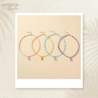 สร้อยคอลูกปัด สายฝอ จี้ตุ๊กตาหมี น่ารักเกินราคาไปเยอะเลย สีสวยมาก