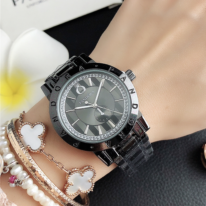 ใหม่ 100% PANDDORA Jam Tangan Wanita นาฬิกาข้อมือลําลอง สายสแตนเลส สําหรับผู้หญิง