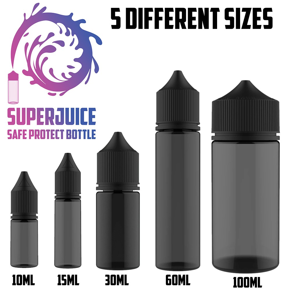 [Easy E-Receipt] ขวดหยด แพค 50 ชิ้น! 10/15/30/60/100 ml. ขวด SUPERJUICE V3 ฝาปิด ChildProtect พลาสติก PET Food Grade