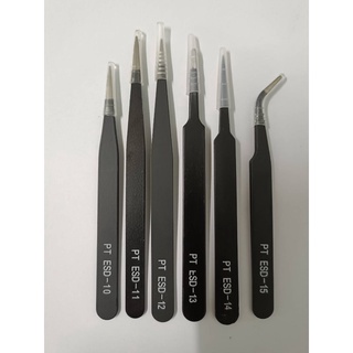 ชุดแหนบเอนกประสงค์ แบบ ESD เคลือบ EPOXY อย่างดี หนา แข็งแรง ปลายแม่นยำ anti-static tweezers