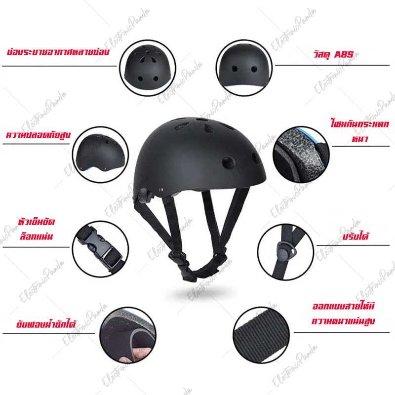 ชุดสนับป้องกันเข่า ศอก ข้อมือ และหมวก อุปกรณ์ป้องกัน 6-7ชิ้น Surfskate Skateboardหมวกกันน็อคสำหรับเล่นกีฬา - รูปที่ 4