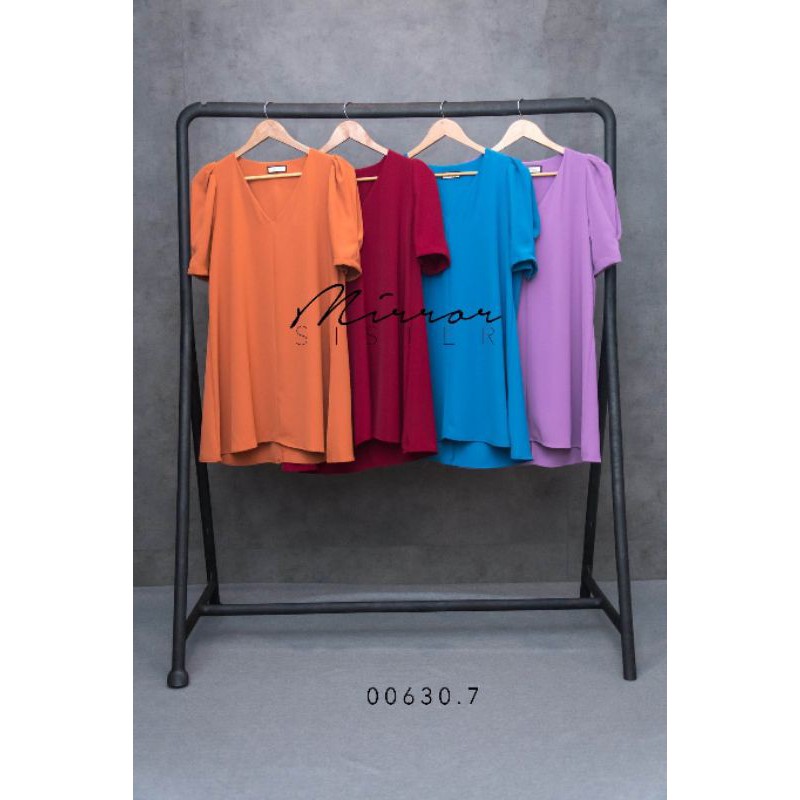 🏷️Mirrorsister #00630.7 เดรสสั้นทรงเบสิค เดรสแขนสั้น สีสดใส ชุดทำงาน ไปเที่ยว - รูปที่ 7