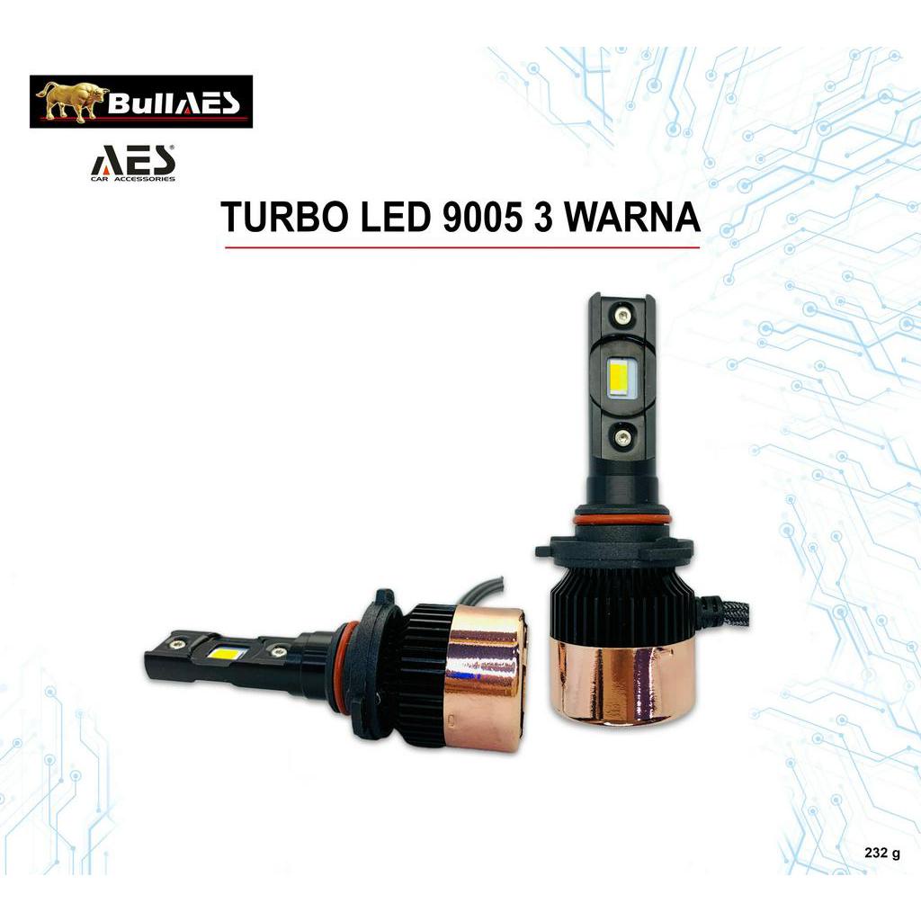 Lampu Led HB3 9005 3 Warna TURBO AES Garansi 1 Tahun