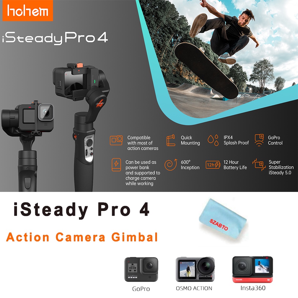 Hohem iSteady Pro 4 3-Axis Gimbal Action Camera Handheld  Stabilizer Anti-Shake Wireless Control for