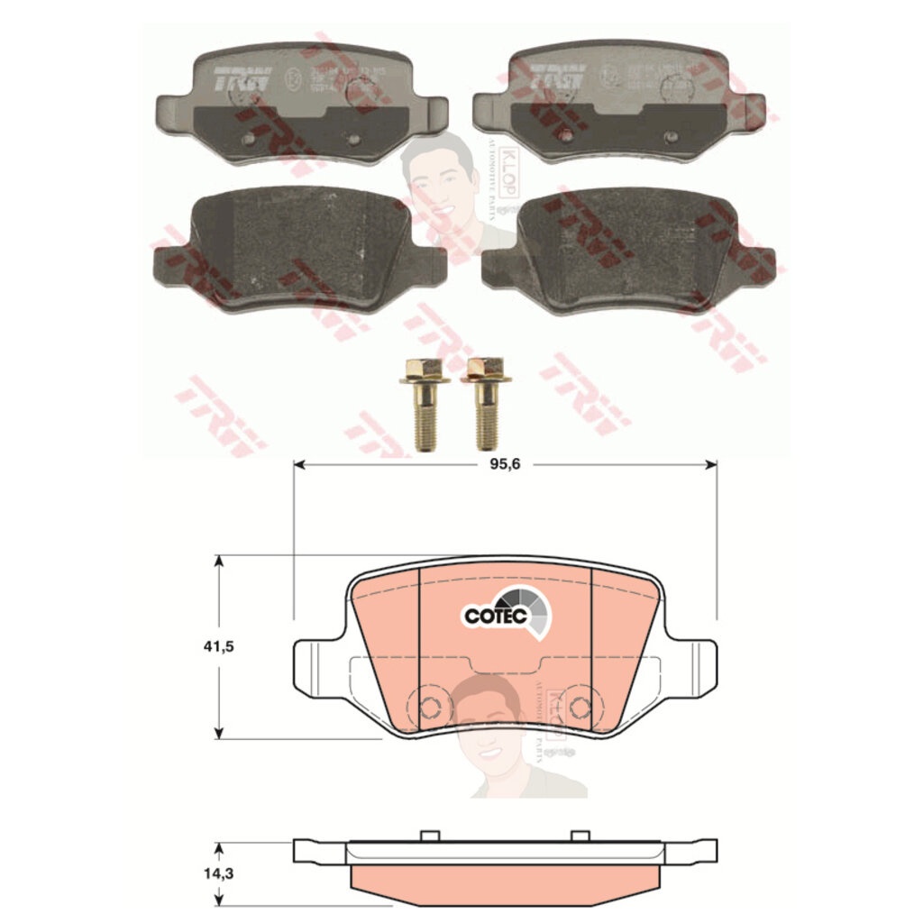 GDB1481 ผ้าเบรค-หลัง(TRW) (เนื้อผ้า COTEC) BENZ A-CLASS A170,200 /B180 CDI