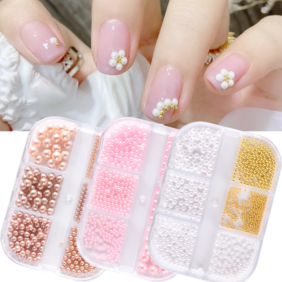 HAMA เล็บ Mermaid Shimmer Glitter เล็บไข่มุก Art Rhinestone ตกแต่งเล็บ Charms อัญมณีโลหะลูกปัด UV เจลอุปกรณ์เสริม