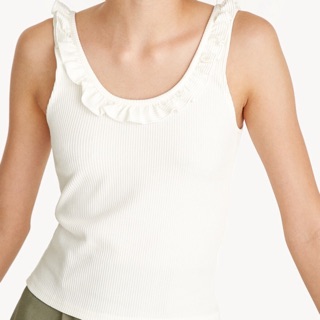 Scooped ruffle neck tank from Pomelo Size S /White