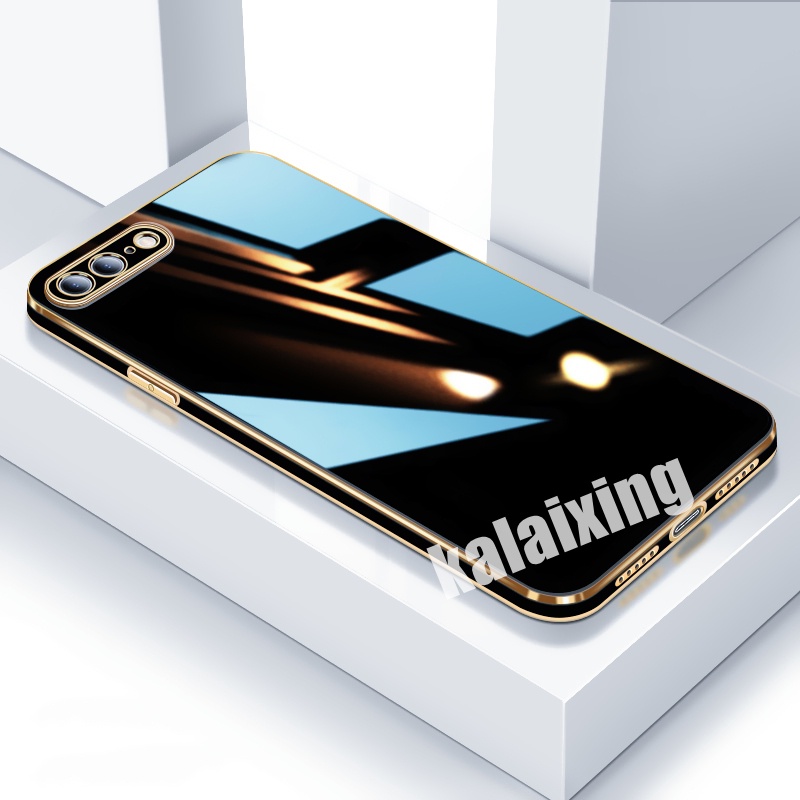หรูหราชุบ Soft Case สําหรับ iPhone 7Plus 8 Plus 7+ 8+ 6+ 6 6s Plus 11 11Pro 11promax 12 13 Pro Max ขอบสี่เหลี่ยมพร้อมสายสีทอง