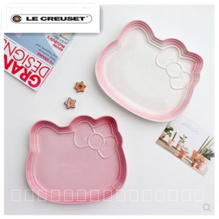 France Le Creuset จานเซรามิกลายการ์ตูน Hello Kitty สําหรับใส่อาหารค่ําสลัด